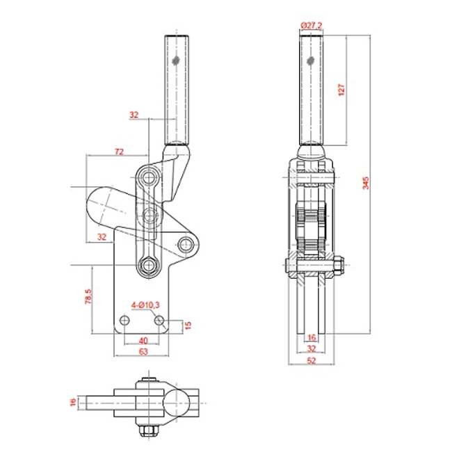 Vendita online Bloccaggio saldabile serie pesante base dritta maniglia saldabile 2450 Kg.